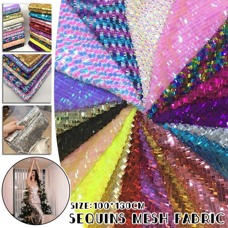 Sparkly เลื่อมผ้า 1x1.3M Glitter วัสดุสําหรับ DIY ชุดเครื่องแต่งกายหัตถกรรม 22 สี Iridescent เงิน