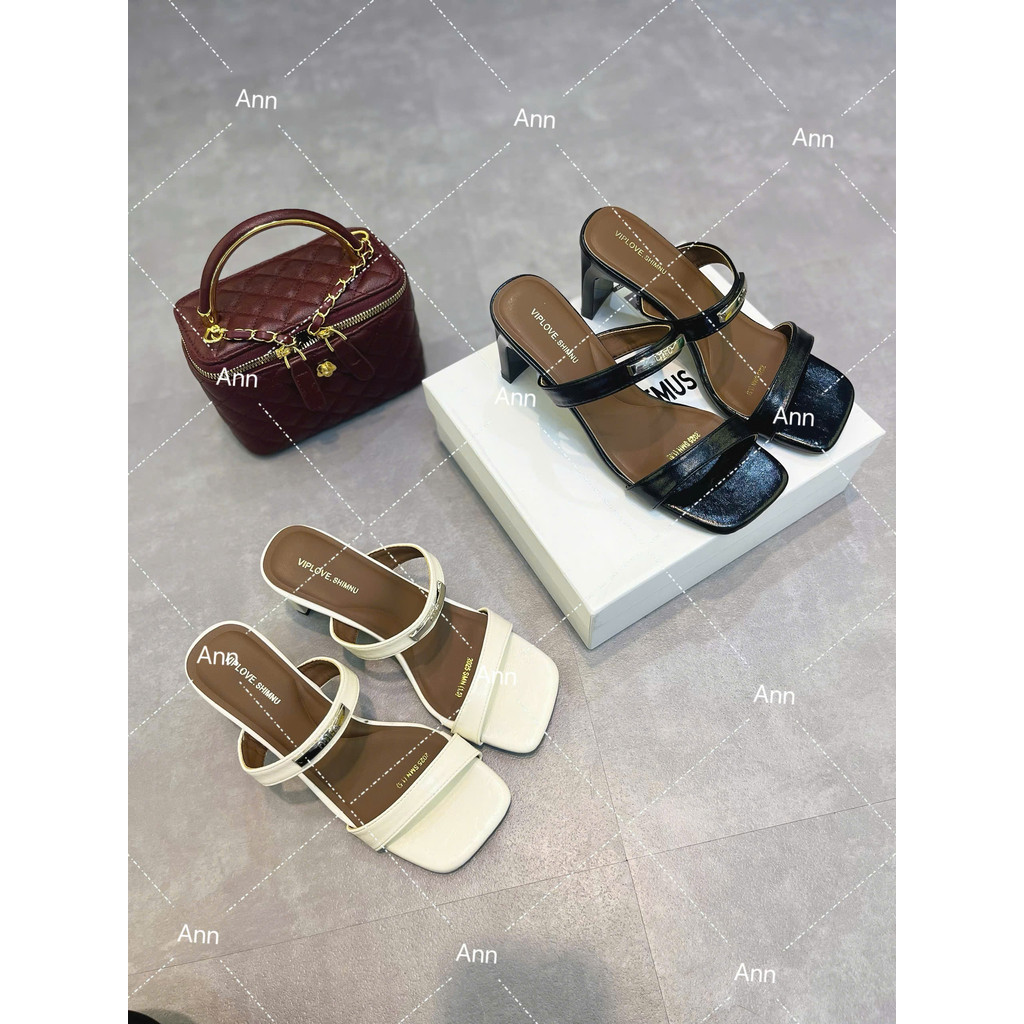 รองเท้าแตะผู้หญิงมีสายและกระดุมแนวนอน 2 เส้น แฟชั่นอ่อนโยน QCCC fullbox GU63 ANN_Official