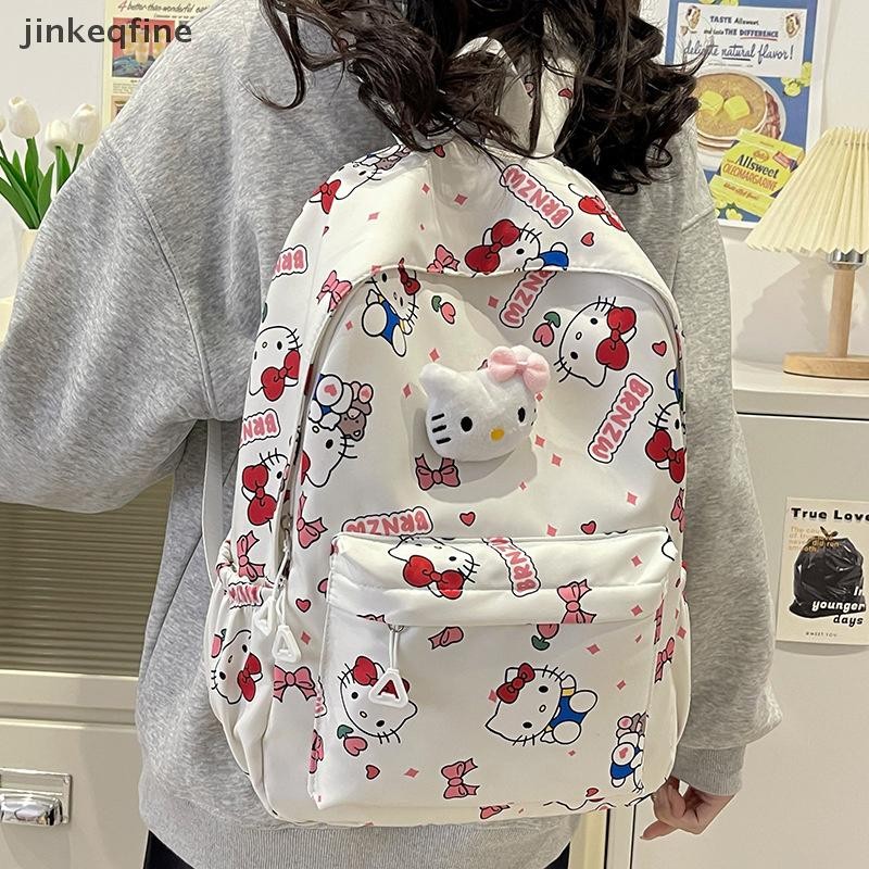 KTH Sanrio Hello Kitty กระเป๋าเป้สะพายหลังอะนิเมะ Kuromi กระเป๋าสะพายความจุขนาดใหญ่สาวหวาน Capybara กระเป๋าเป้สะพายหลังร้อน