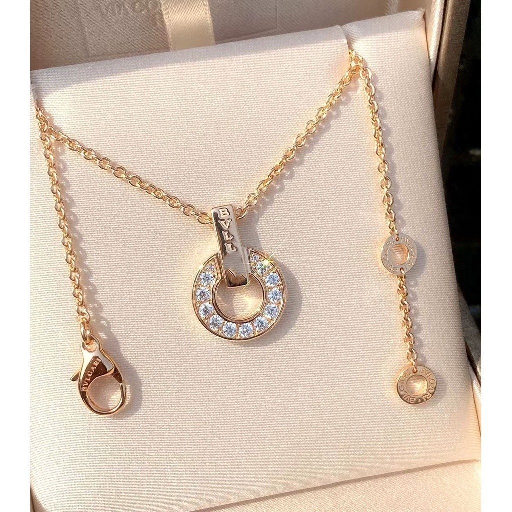 100% ของแท้ BVI ทองแดงสร้อยคอเหรียญชุบ 18k Rose Gold, สีขาว Mother-of-pearl Ingots จี้เพชร-set Colla