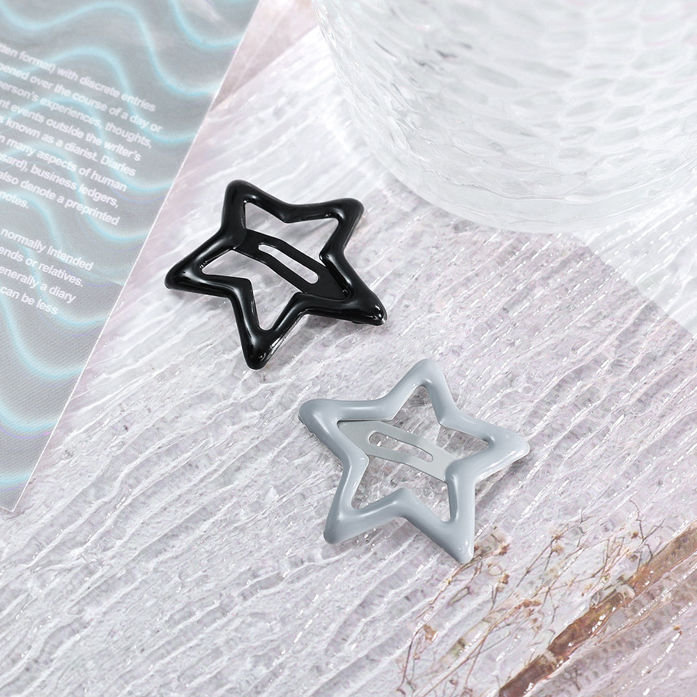 น่ารัก Headwear - แฟชั่น Y2k สีดําสีเทา Star กิ๊บติดผม - Oil Drop Metal Barrettes - ผู้หญิงเกาหลีอุปกรณ์เสริมผม - สําหรับสาว - รูปที่ 6