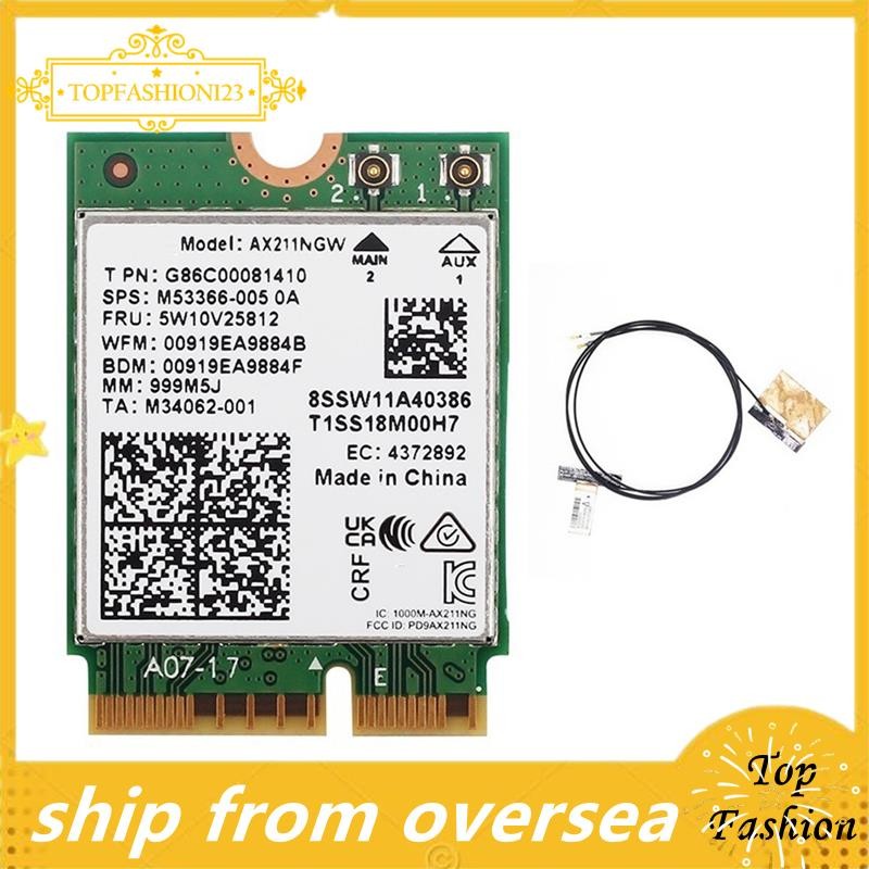 Wifi 6E AX211NGW Tri Band 2.4G/5G/6Ghz เครือข่ายไร้สาย Wifi การ์ดสําหรับบลูทูธ 5.2 AX211 M.2 CNVio W