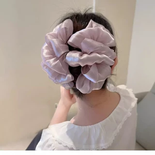 หญิงขนาดใหญ่ 2025 สไตล์ใหม่ High-End Gauze Cloud Bubble Clamp