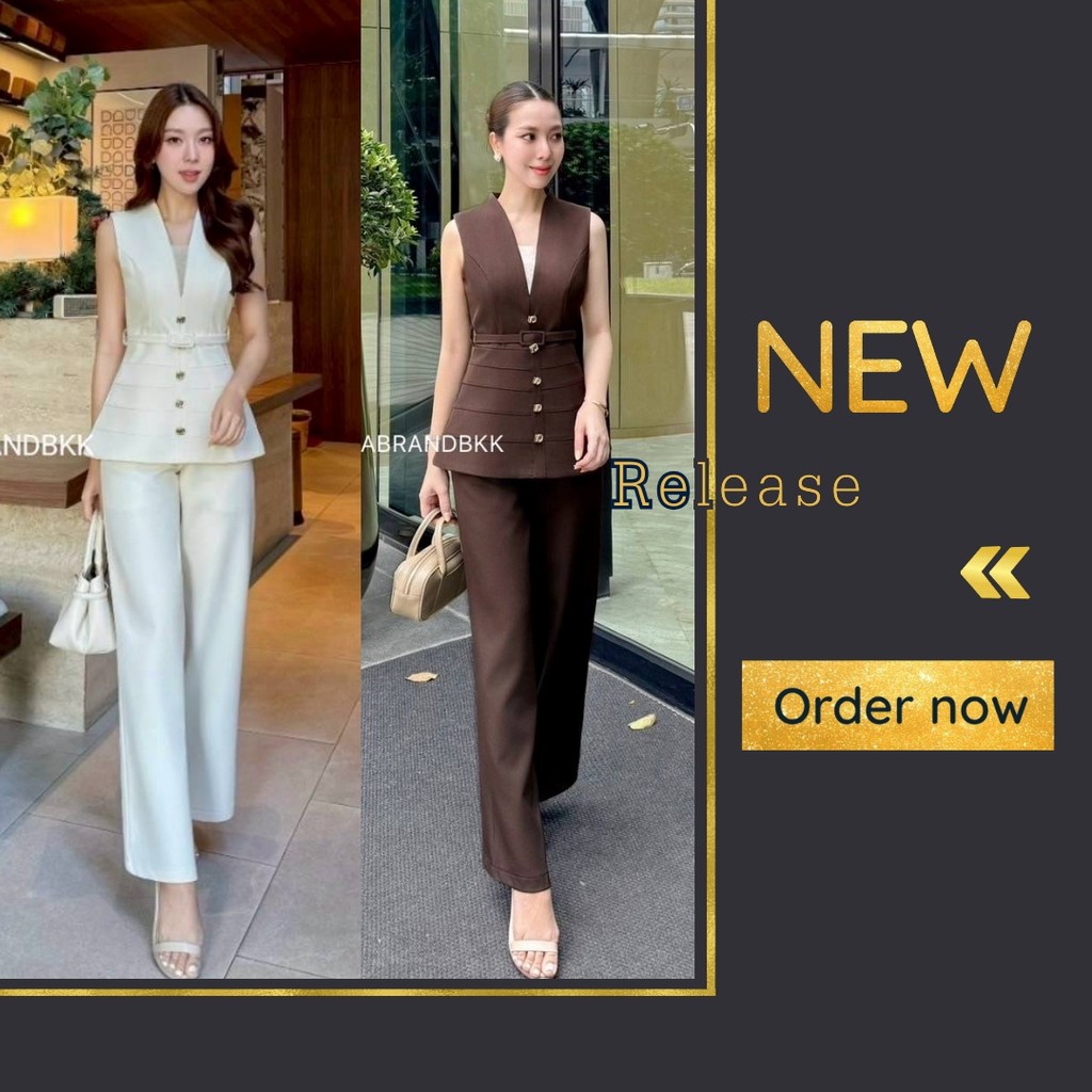 ❥S-XL ชุดเซ็ท เสื้อแขนกุด กางเกงขายาว ทรงสวย งานป้าย JARIYA ชุดงานป้าย ชุดทำงาน กางเกงทำงาน