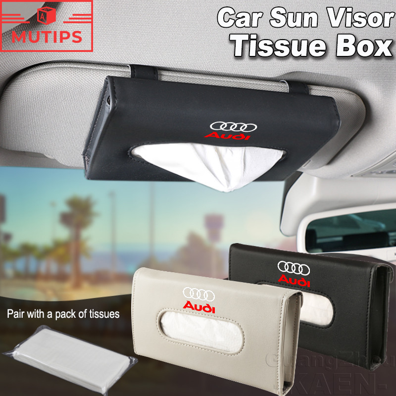 Audi กล่องใส่กระดาษทิชชู่ หนังPU ม่านบังแดดรถยนต์ กล่องทิชชู่ Tissue Box สกายไลท์รถยนต์ ใช้กับ A3 8l