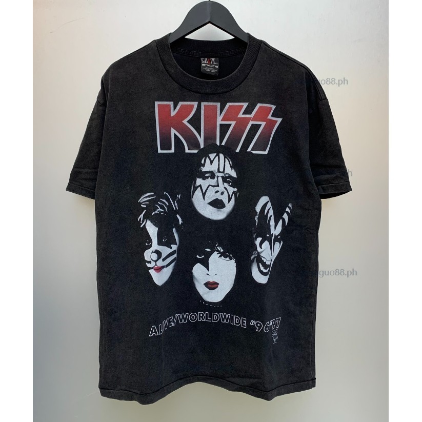 วินเทจล้างวินเทจแขนสั้นหมอกถนนสูงหลวม vtg เสื้อยืดคอกลมลําลองสําหรับผู้ชายและผู้หญิง