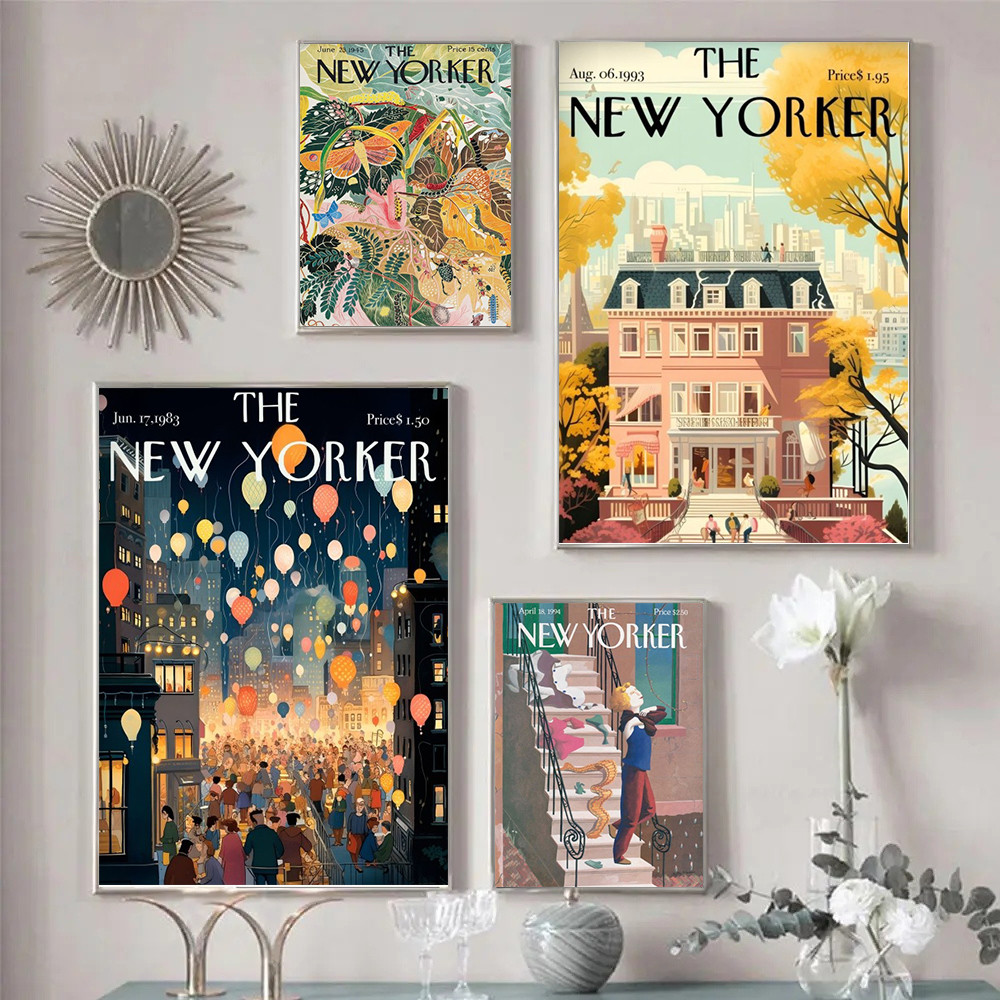 The New Yorker นิตยสารผ้าใบโปสเตอร์ Wall Art โปสเตอร์บ้านกาแฟตกแต่งภาพวาดห้องนั่งเล่นห้องนอน Corridor Decor