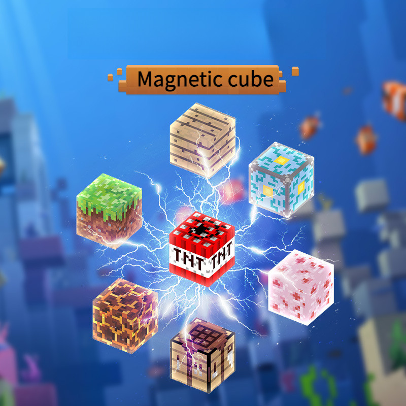 热益力销 拼 Donkey Dide木圣智用装 เงือก性木DIY My World Magnetic Building Blocks พร้อมธีม Minecraft สร้างการผจญภัยของคุณเอง