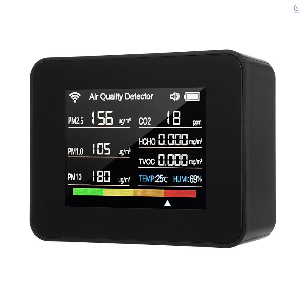 Tuya WiFi Air Quality Meter 13-in-1 Indoor Air Quality Monitor ตรวจจับ CO2 TVOC HCHO PM2.5 PM1.0 PM10 ความชื้นและอุณหภูมิวันที่นาฬิกาปลุกจับเวลาพร้อมนาฬิกาปลุก