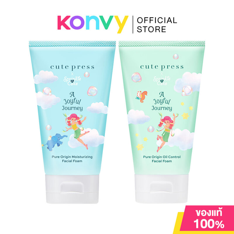 Cute Press A Joyful Journey Pure Origin Facial Foam คิวท์เพรส โฟมล้างหน้าเนื้อละมุน 120g (Oil Control/Moisturizing)