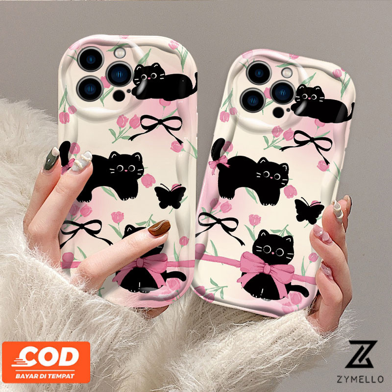 Case OPPO A3X A60 A79 5G A3 Pro A38 A18 A57 A58 A98 A78 A17K A55 A54 A16 A15 A77 A74 A93 A92 A12 A3S A5 A7 A5S A15S A31 A53 A76 Simple black butterfly shockproof mobile phone case