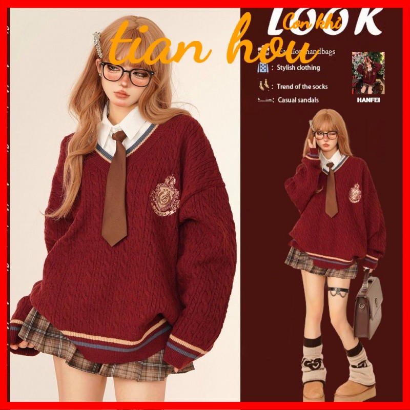 สินค้าใหม่ฤดูหนาวอ่อนโยนสวมใส่กับผู้หญิงในสต็อกใหม่คริสมาสต์สไตล์วิทยาลัยเสื้อสเวตเตอร์กระโปรงจีบดูผอมชุดสามชิ้นอินเทรนด์