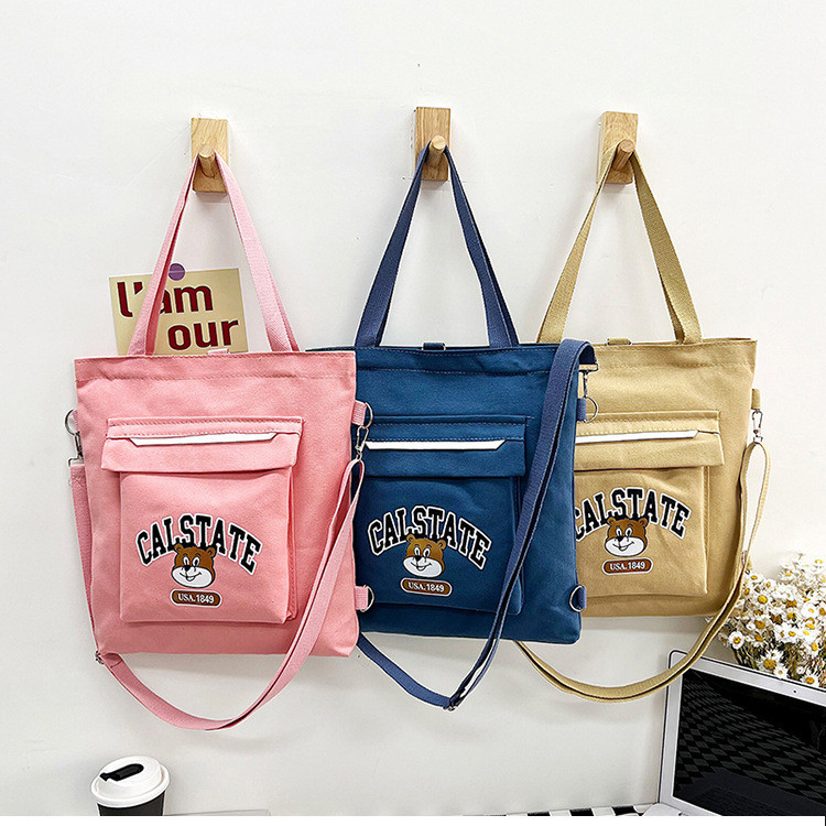 JJ1510 กระเป๋าผ้าแคนวาสใบใหญ่ใส่ได้ใส่ของได้เยอะ-มีหลายช่องใส่ของได้ V-shop2