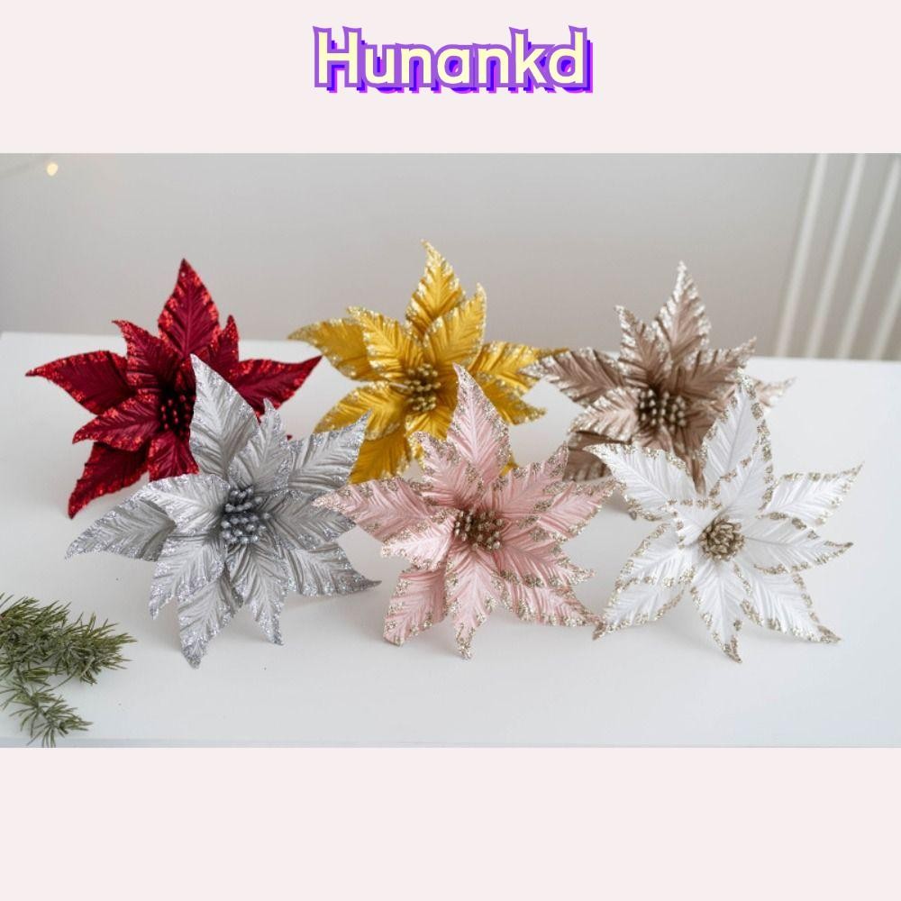 Hunan ดอกไม้ประดิษฐ์คริสต์มาส,ผ้าพลาสติก 25 ซม.ดอกไม้ปลอม,คุณภาพสูง DIY เครื่องประดับตกแต่งต้นคริสต์มาส Xmas