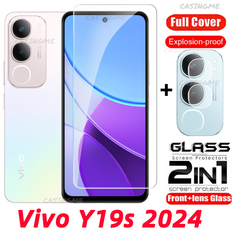 Vivo Y19s 2024 คลุมทั้งหมดกระจกนิรภัย Flim สําหรับ Vivo Y19s VivoY19s Y 19s Y19 S 4G 5G 2024 ฟิล์มด้านหน้าด้านหลังเลนส์กระจกกลับกล้องเลนส์ป้องกันหน้าจอ