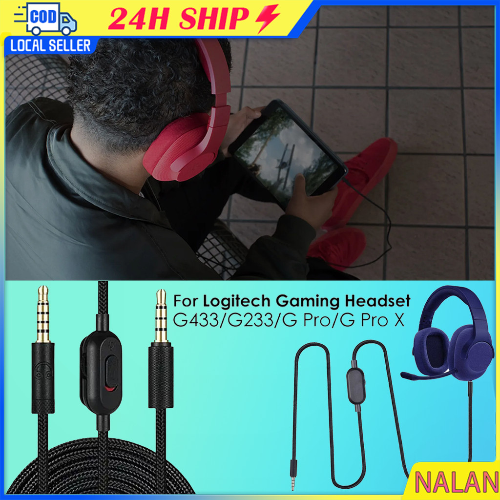 สินค้ามีคุณภาพ สายเคเบิ้ลหูฟัง logitech g433 Gpro X G233 แบบเปลี่ยน ยาว2เมตร