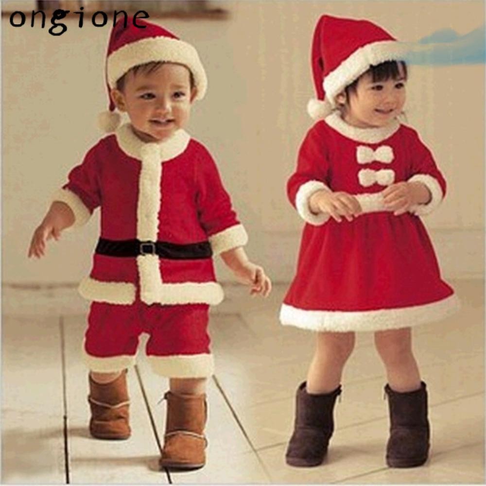Ongione คริสต์มาสเสื้อผ้าเด็ก,สีแดงนุ่ม Plush เด็กคอสเพลย์เครื่องแต่งกาย, 2024 Warm Xmas ชุด Santa Claus เด็กวัยหัดเดินสาวชุดชุดทารกฤดูหนาว Outwear