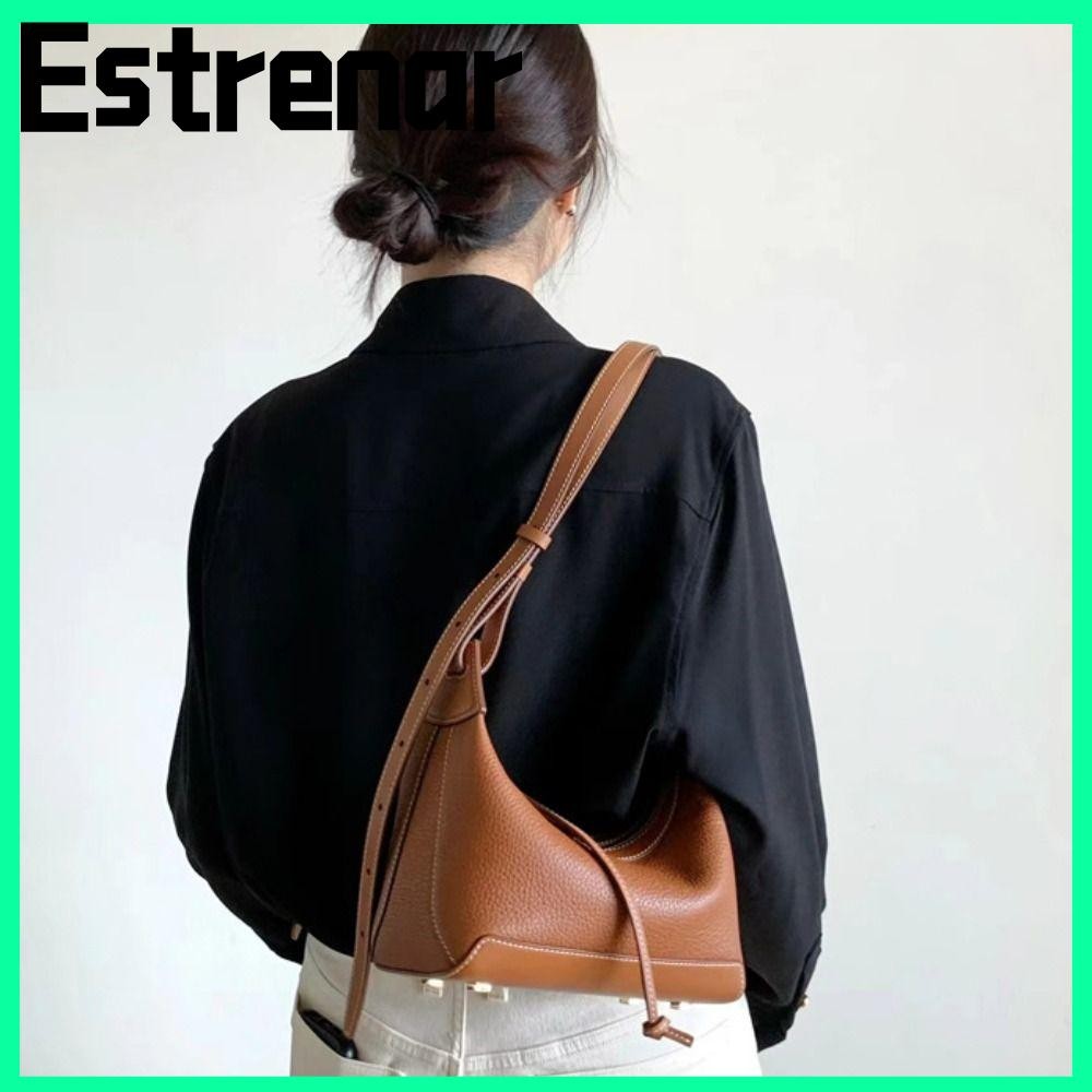 Estrenar กระเป๋าสะพายข้าง กระเป๋าสะพายหนัง PU สีทึบ กระเป๋าแฟชั่น Small Tote Bag Girl
