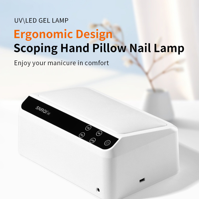 SNRQI รูปแบบใหม่!! โคมไฟอบเล็บ L6 โคมไฟส่องไฟกำลังสูงและหมอนรองมือฟรี