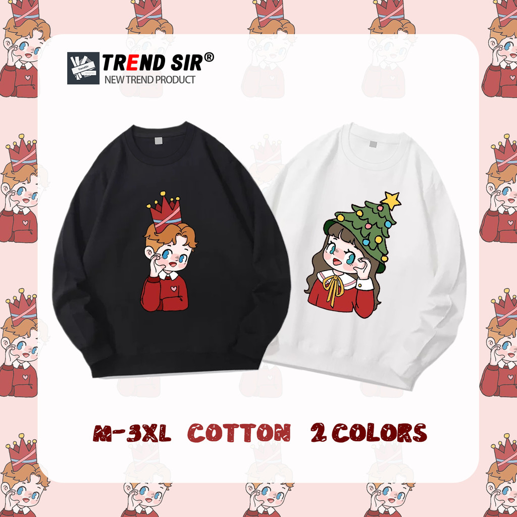 TrendSir มาใหม่ ลายเยอะ ผ้าดีมาก สเวตเตอร์ เสื้อกันหนาว Christmas สไตล์การ์ตูนcotton 2สี M-3XL