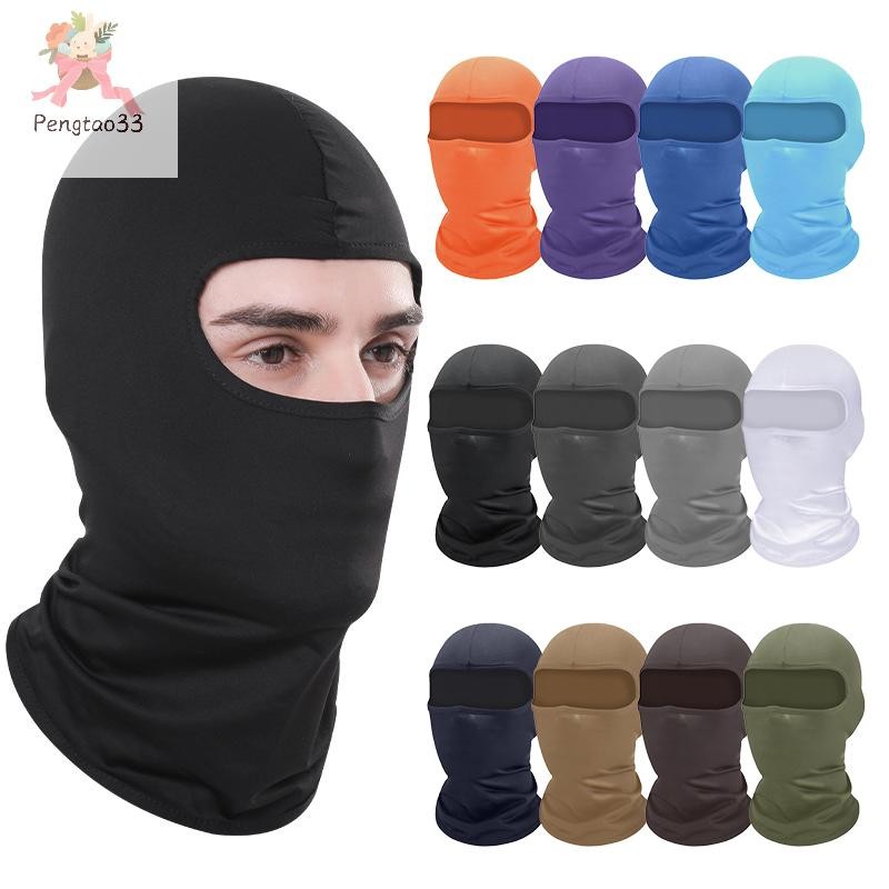 Pengatao33 ฤดูร้อน Breathable หมวกขี่จักรยาน Anti-UV Balaclava ผู้ชาย Full Face Mask จักรยานรถจักรยานยนต์วิ่ง Cooling Sport Gear COD