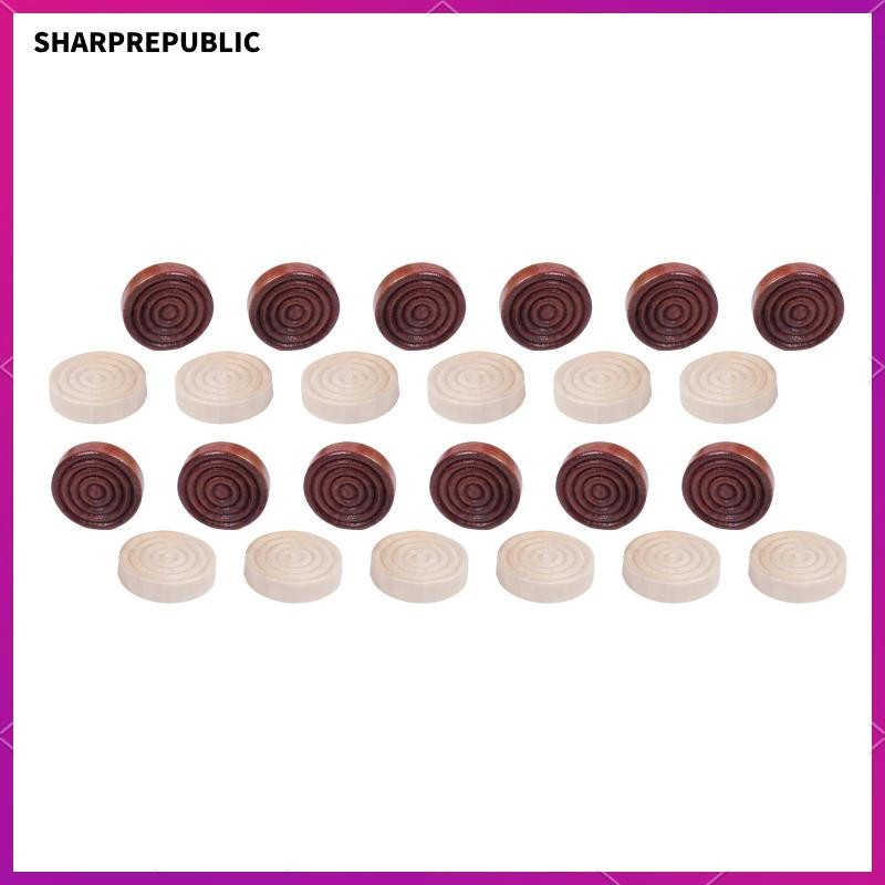 [Sharprepublic] หมากฮอสไม้ ของเล่นเสริมการศึกษา สําหรับเด็ก 24 ชิ้น หมากรุก International International Circular ของแข็งผลักดันหมากรุก Western Step Step Stepec