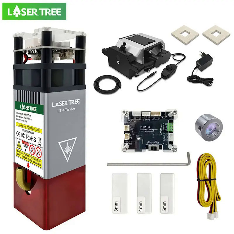 LASER TREE 5W Optical Power Laser Head 450nm Blue Light TTL with Air Assist Module for CNC Laser Eng