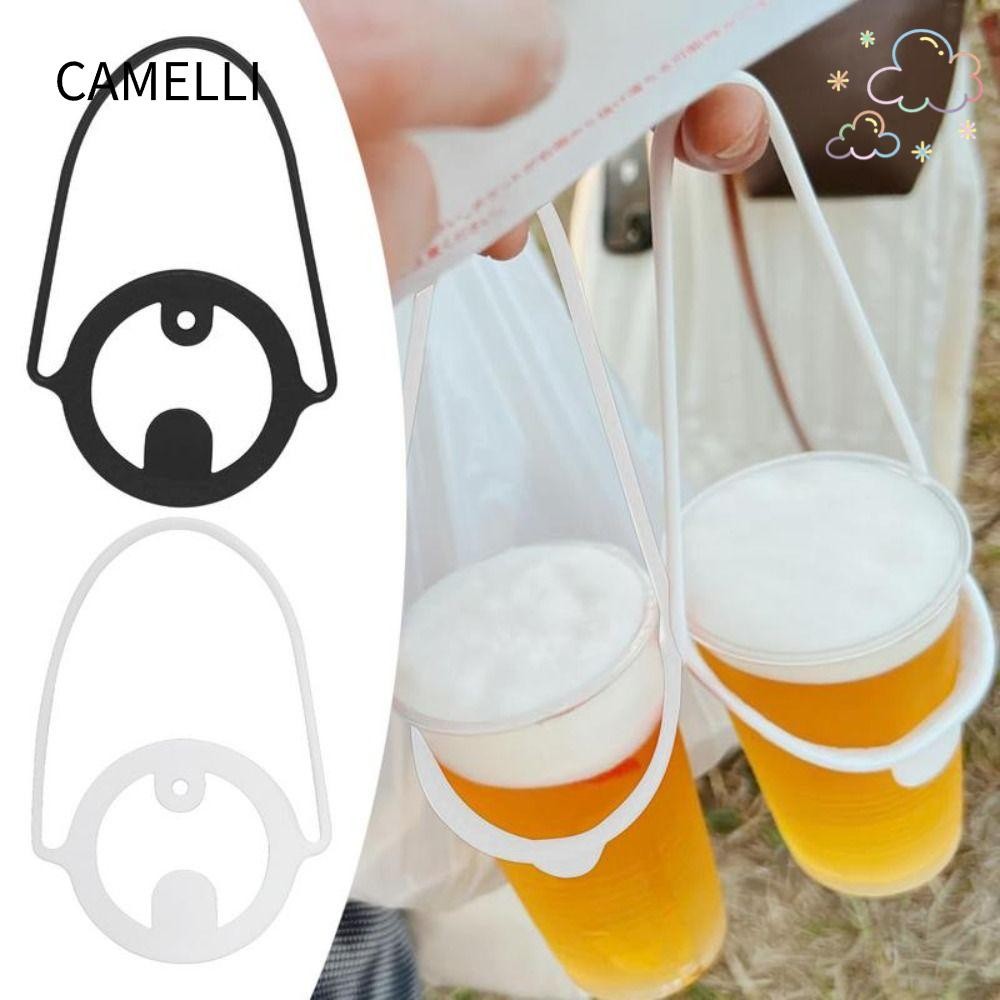 สลิงขวดน้ํา CAMELLI, สายรัดผู้ให้บริการเครื่องดื่มอเนกประสงค์แบบพกพา, อุปกรณ์ถ้วยซิลิโคนแบบใช้ซ้ําได้ที่วางขวดเครื่องดื่ม