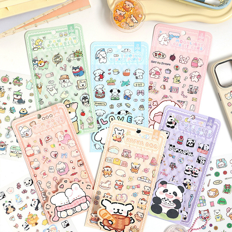 ไดลี่|6 ชิ้นน่ารักน่ารักสติกเกอร์แผ่นแบนน่ารักการ์ตูนขนาดเล็กรูปแบบสติกเกอร์นกกาเหว่าบัตรคู่มือ ทําเอง สติกเกอร์ตกแต่งคู่มือสติก