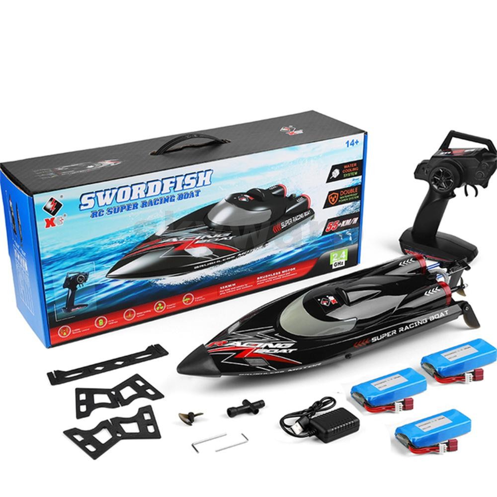 Wltoys WL916 แบตเตอรี่หลาย RTR 2.4G Brushless RC เรือ Fast 60 กม./ชม.ยานพาหนะความเร็วสูงไฟ LED Water
