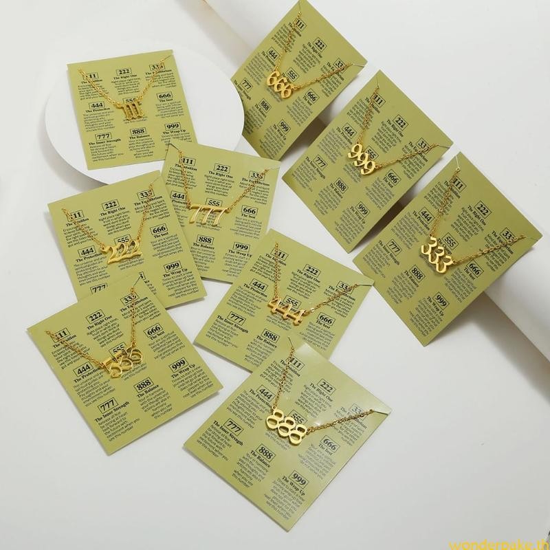 Wonder Angel Number สร้อยคอ 111 222 333 444 555 666 777 888 999 สร้อยคอสแตนเลสสร้อยคอที่กําหนดเองครบ