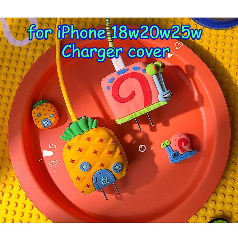 น่ารัก Gary charger 4in1 ชุดสําหรับ iPhone 15 16 promax 18W 20W 25W A2244 A2305 A1702 สับปะรด House charger Protector สําหรับโทรศัพท์ 14 pro 13 12 11pro