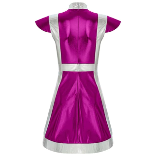 Choomomo Womens Space Fighter Alien Dress-up เครื่องแต่งกาย Mock คอหมวกแขน Metallic Shiny Contrast ชุดสําหรับฮาโลวีนคอสเพลย์