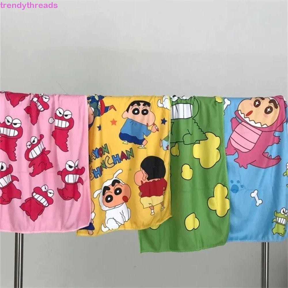 Trendythreads ผ้าขนหนูอาบน้ําเครยอนชินจัง, การ์ตูนน่ารักยัดตุ๊กตาผ้าขนหนู, ตกแต่งห้องแบบพกพา Kawaii ผ้าขนหนูกีฬานุ่มกลางแจ้ง
