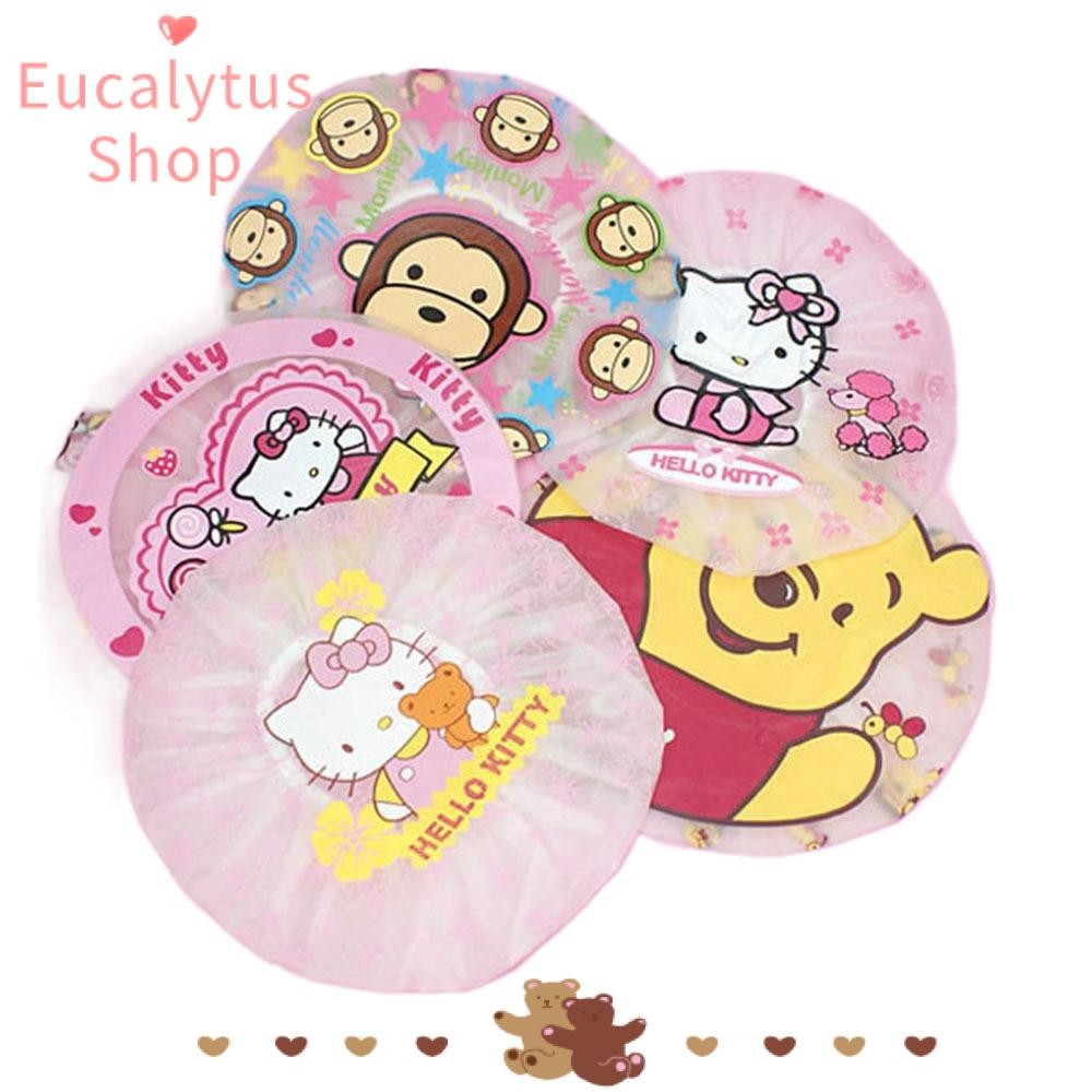 Eucalytus1 หมวกอาบน้ําการ์ตูน, หมวกอาบน้ําผู้หญิง Hello Kitty ญี่ปุ่น, หมวกผม Mickey น่ารัก Winnie แชมพูหมวก ผลิตภัณฑ์ในห้องน้ํา