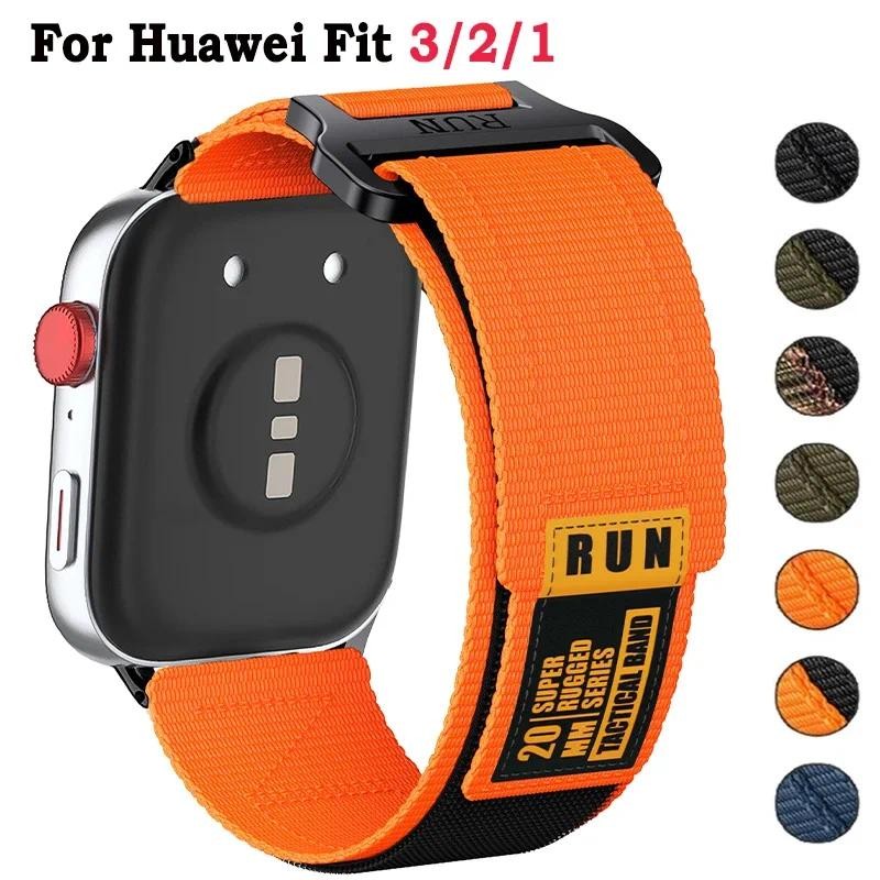 ไนลอนห่วงสําหรับ Huawei นาฬิกา Fit 3 ยุทธวิธี correa กีฬาสร้อยข้อมือ Watchband สําหรับ Huawei นาฬิกา Fit 2/1 อุปกรณ์เสริม