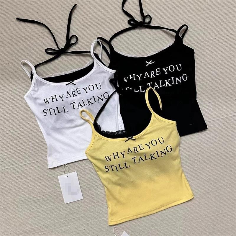 #361 สไตล์อเมริกัน Retro Camisole ผู้หญิงเซ็กซี่ร้อนสาวปลอม 2 ชิ้น Bottoming เสื้อ