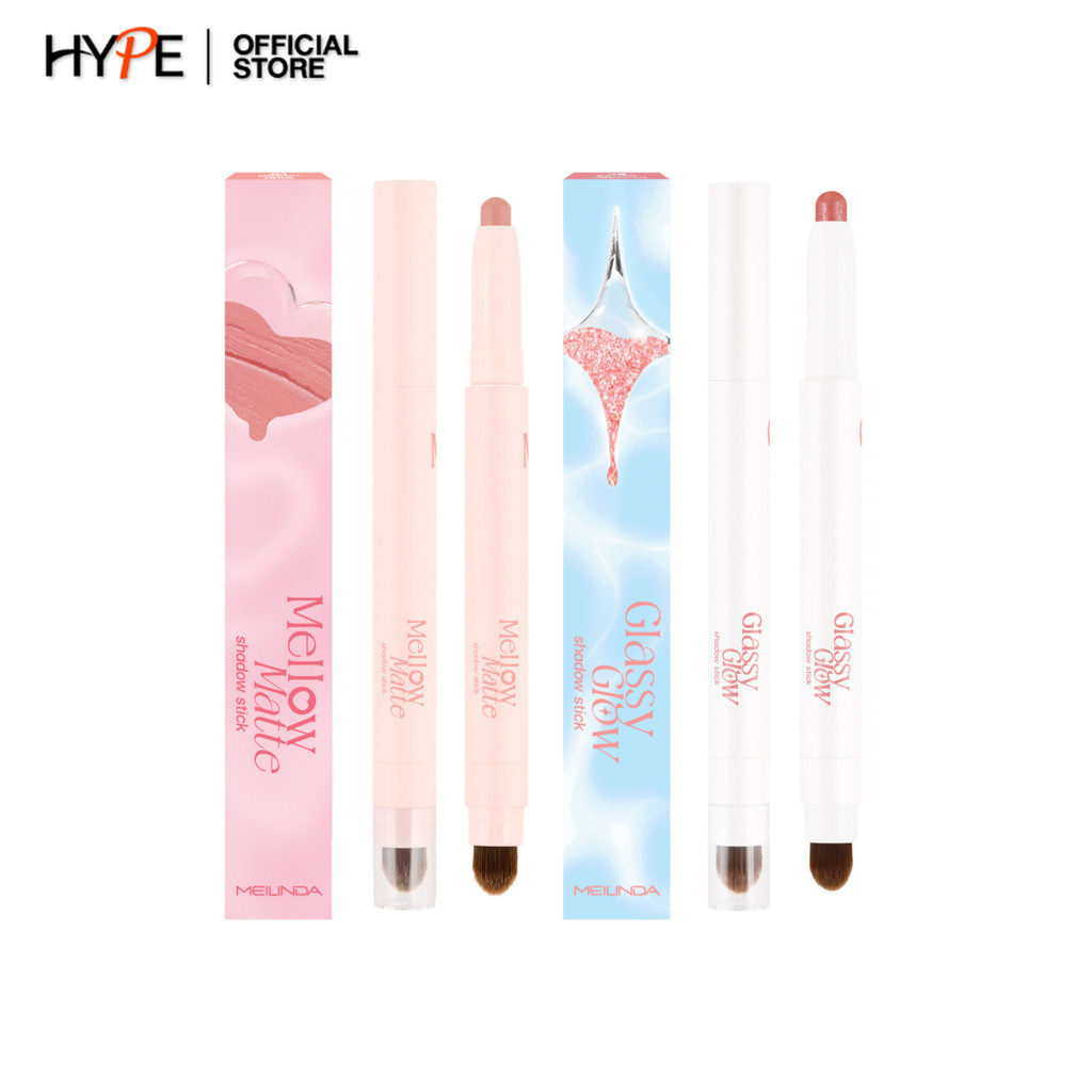 อายแชโดว์ แบบแท่ง พร้อมแปรงปัด Meilinda Glassy Glow Shadow Stick & Mellow Matte Shadow Stick