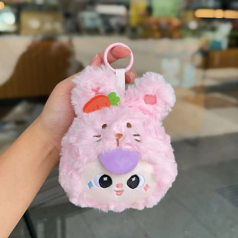กระเป๋าใส่เหรียญตุ๊กตาสัตว์น่ารักการ์ตูนเด็กสามพวงกุญแจกระเป๋านักเรียนจี้