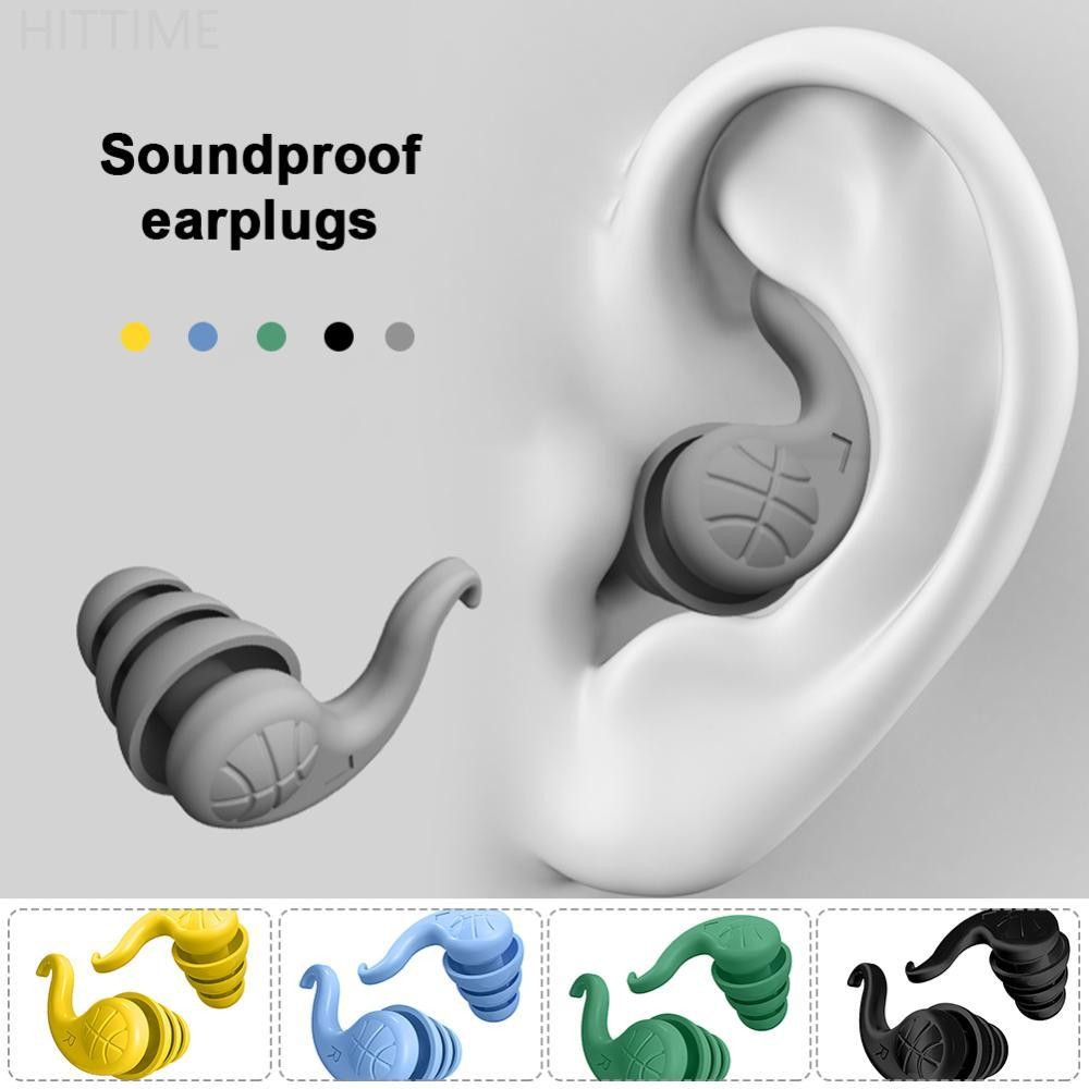 Hittime 1 คู่ซิลิโคนนุ่ม Soundproof หูปลั๊ก Sleep ลดเสียงรบกวนกรองสําหรับหูปลั๊กอุดหู Professional Anti-Noise Sleeping ที่อุดหู F4Q2