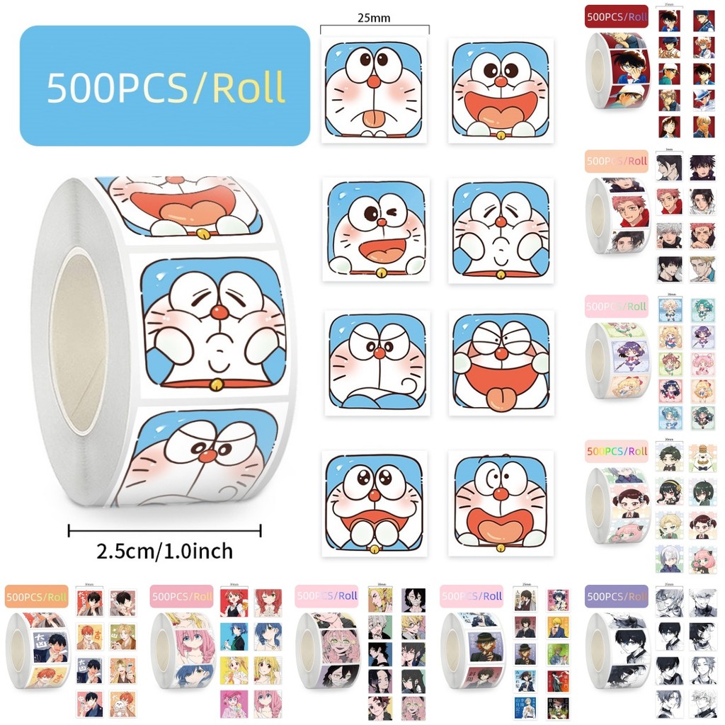 500 ชิ้น/ม้วนการ์ตูนอะนิเมะ Pokemon Jujutsu Kaisen Doraemon Demon Slayer นักสืบ Conan BLUE LOCK Graffiti สติกเกอร์สําหรับกระเป๋าเดินทางเคสโทรศัพท์แล็ปท็อปโน้ตบุ๊ค Decals เด็กของขวัญ
