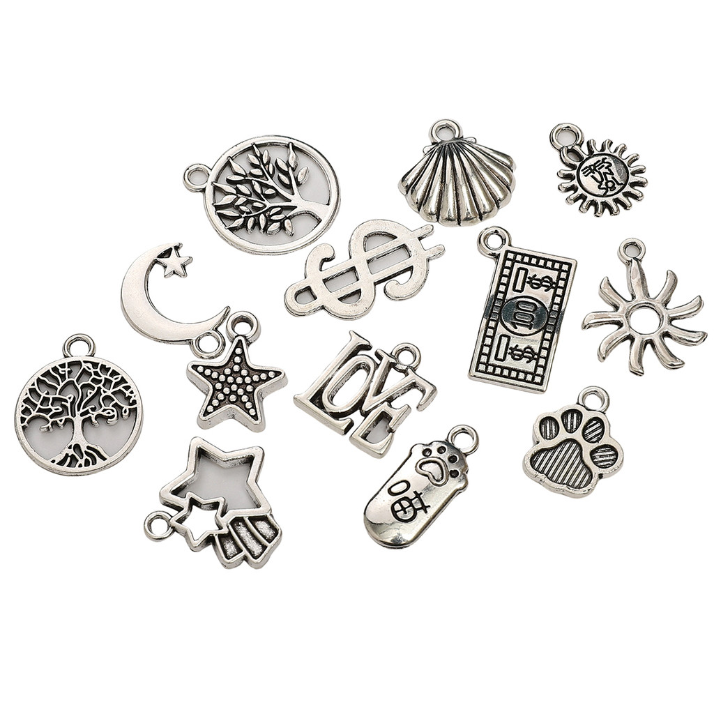 10 ชิ้น/ถุง ช่วงกว้างของรูปแบบ, จี้โลหะผสม, ชุบไฟฟ้าโบราณเงิน, อุปกรณ์เครื่องประดับ, ใช้สําหรับ ทําเอง เครื่องประดับทํา, ตกแต่ง, จี้ - รูปที่ 6