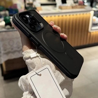 หรูหรา Matte เคสโทรศัพท์สําหรับ iPhone 11 12 13 14 15 16 Pro Max Plus กันชนแม่เหล็กกลับกรณีฝาครอบ