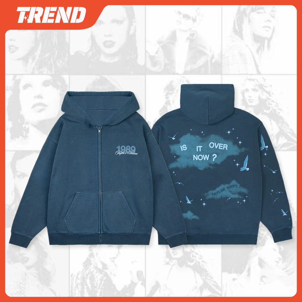 Taylor Swift 1989 (เวอร์ชั่นของ Taylor) Merch Zip-Up Hoodie Is It Over Now? พิมพ์เสื้อหลวมขนาดบวกวินเทจผู้ชายและผู้หญิงฤดูใบไม้ร่วง/ฤดูหนาวถนนแจ็คเก็ตลําลองด้านบน