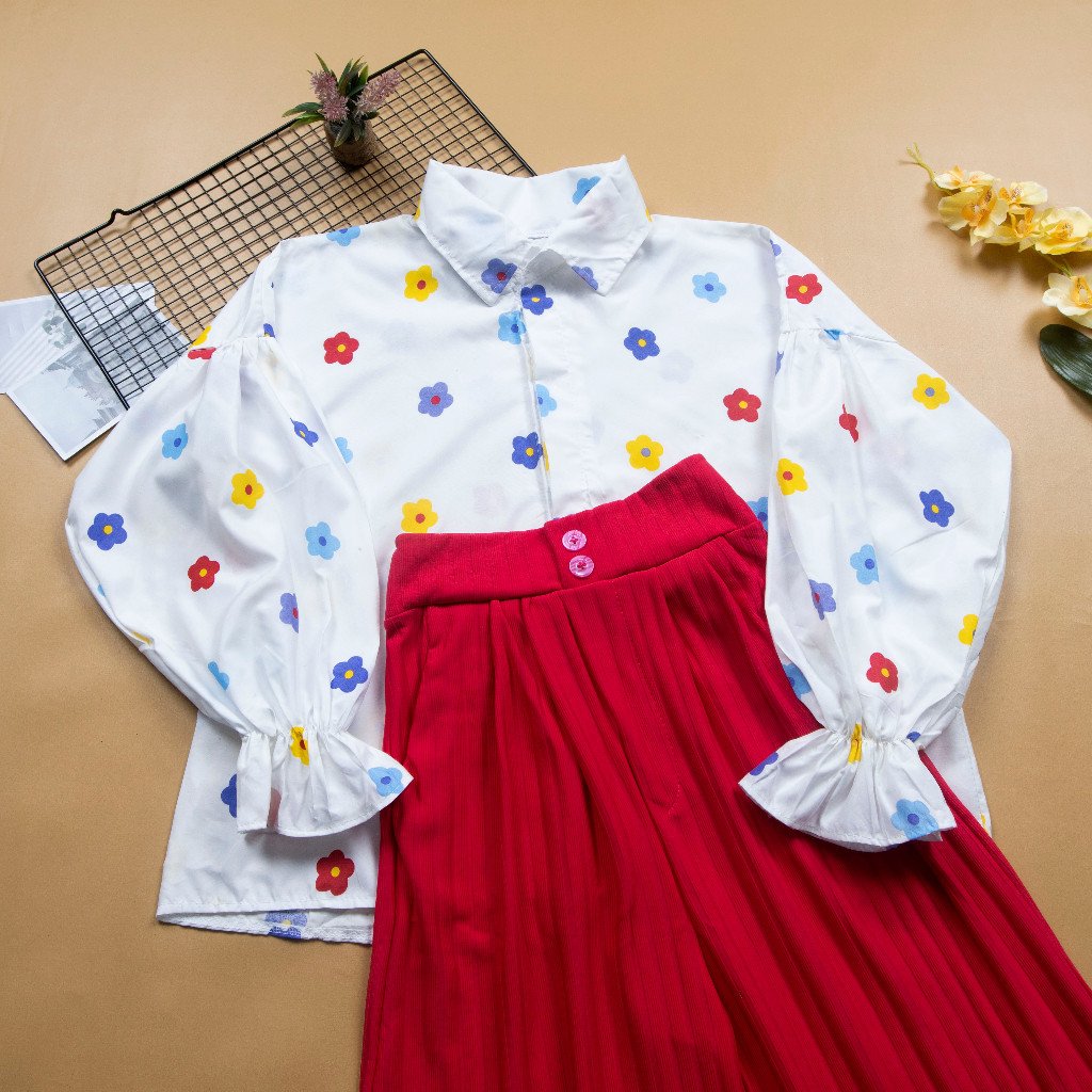 JISSO KNIT CULOT AND FLOWER BLOUSE SET // JISOO 2IN1 ONE SET // ชุดทันสมัย