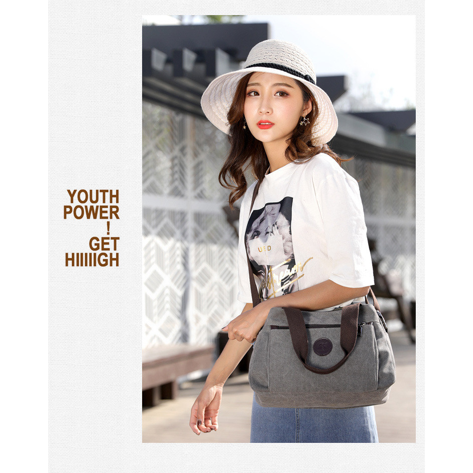 ใหม่ Casual Women's All-Match Solid Color Wear-resistant Portable Messenger Bag