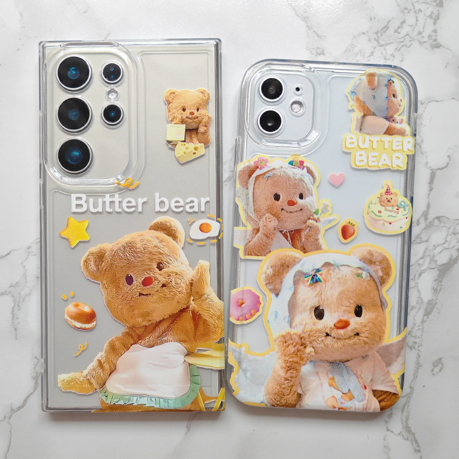 เคส OPPO A60 A79 A77 A78 A16 A38 A18 A16K A17 A98 A57 A55 A53 A77S A5S A12 A58 A92 A74 A95 F11 PRO A94 A93 A76 F9 A5 A9 2020 F9 A31 5G 4G ปลอกหมีเนยน่ารักเคสสำหรับพื้นที่