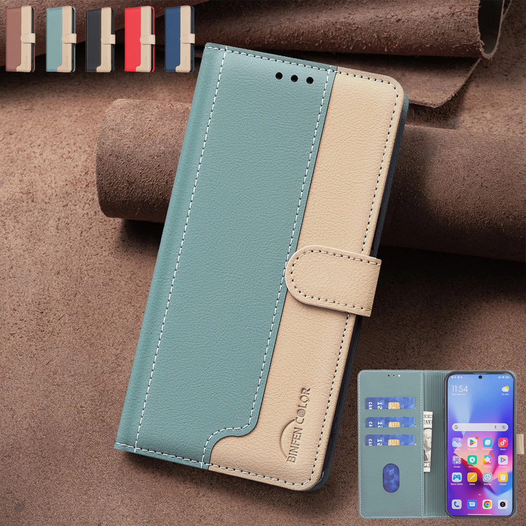เคส Case for Samsung Galaxy S26 Ultra S25 Edge S24 S23 FE S22 S21 Plus S21+ S22+ S23+ S24+ S25+ S26+ 5G เคสโทรศัพท์หนังฝาพับพร้อมช่องใส่บัตรสําหรับ Splice Color PU Faux Leather Flip Cover Magnetic Wallet With Card Slots Soft TPU Shell ซองมือถือ BF33