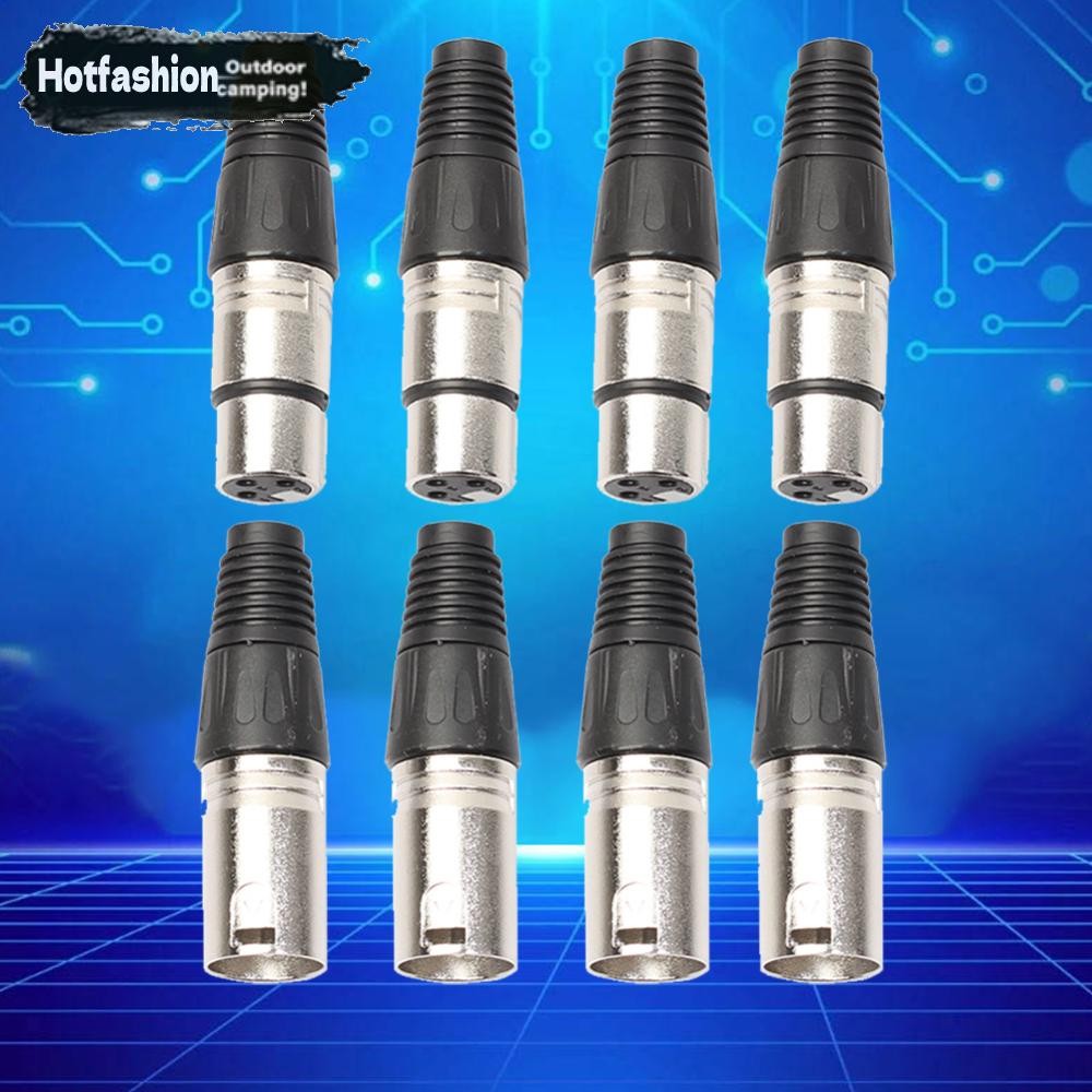 8ชิ้น4ชาย4หญิงแคนนอน XLR 3เข็มหมุด ปลั๊กไมโครโฟนสายสัญญาณเสียงขั้วต่อสายไฟ