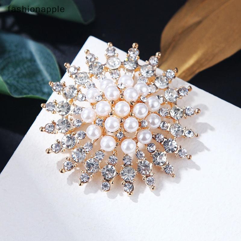 [fashionapple] เข็มกลัดดอกไม้ Rhinestone Pearl Classic เข็มกลัด Pins ผู้หญิงเครื่องประดับอุปกรณ์เสริมสต็อกใหม่